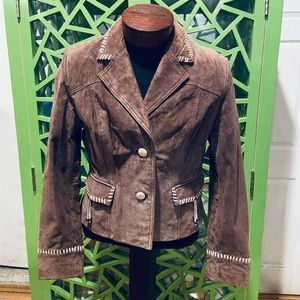 Adler Collection Leather Jacket w/ Stitched Trim